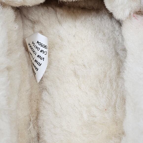 LL Bean Women's Wicked Good Moccasins Red Suede and Sherpa Slippers Size 7 - Picture 6 of 8